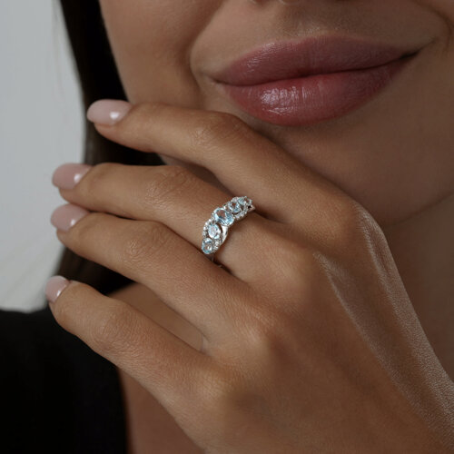 Кольцо из серебра с топазами и фианитами из серебро — вид 6