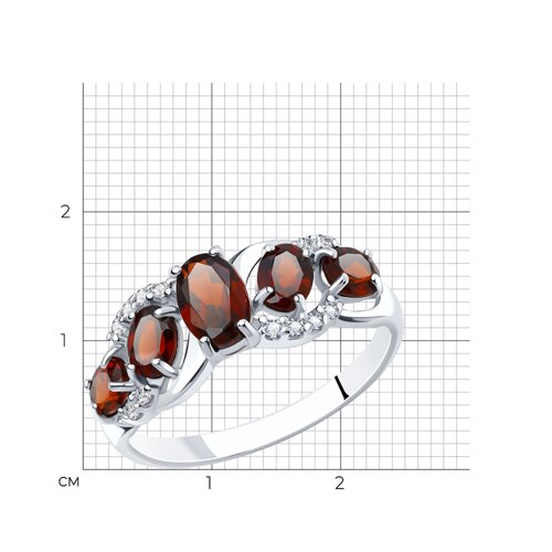 Кольцо из серебра с гранатами и фианитами из серебро — вид 8