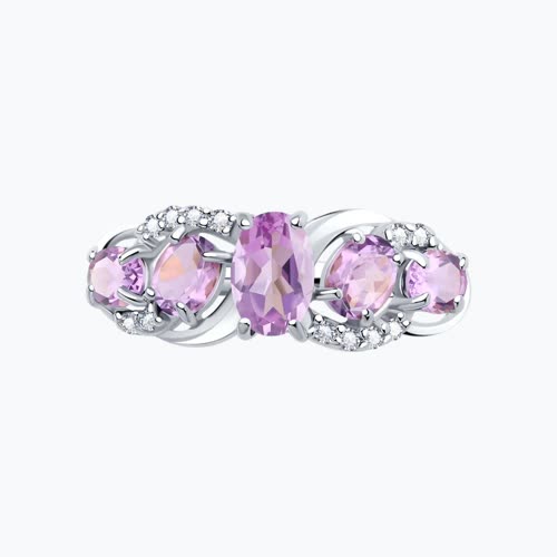 Кольцо из серебра с аметистами и фианитами из серебро — вид 3