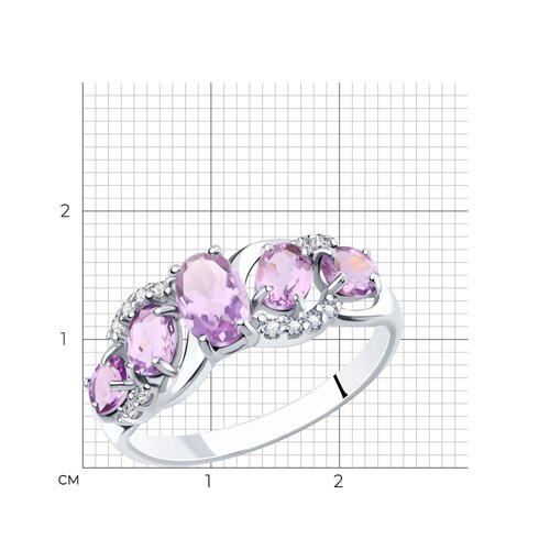 Кольцо из серебра с аметистами и фианитами из серебро — вид 8