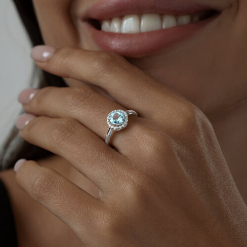 Кольцо из серебра с топазом и фианитами из серебро — вид 4