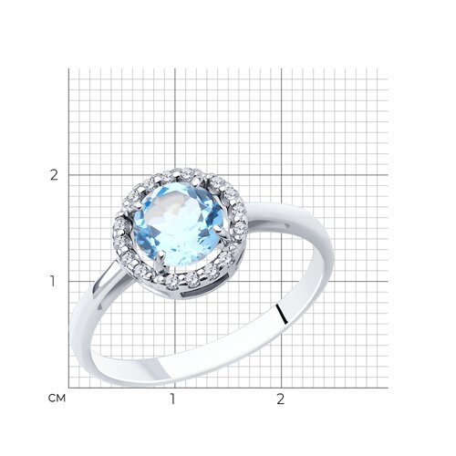 Кольцо из серебра с топазом и фианитами из серебро — вид 6