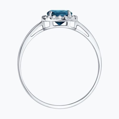 Кольцо из серебра с лондон топазом и фианитами из серебро — вид 2