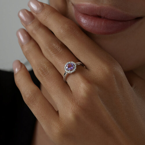 Кольцо из серебра с аметистом и фианитами из серебро — вид 4
