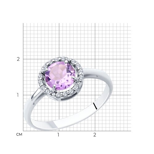 Кольцо из серебра с аметистом и фианитами из серебро — вид 6