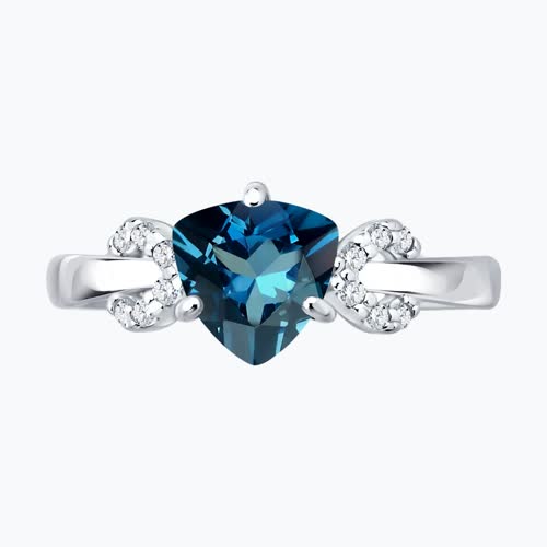 Кольцо из серебра с лондон топазом и фианитами из серебро — вид 2