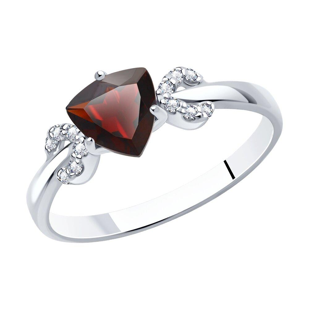 Кольцо из серебра с гранатом и фианитами - видео на модели