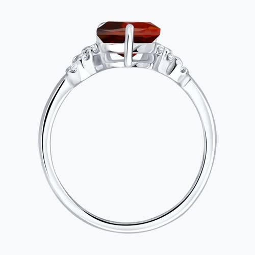 Кольцо из серебра с гранатом и фианитами из серебро — вид 3