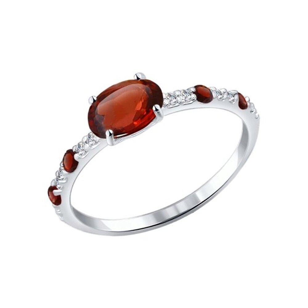 Кольцо из серебра с гранатами и фианитами - видео на модели