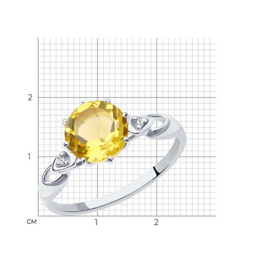 Кольцо из серебра с фианитами и цитрином из серебро — вид 5