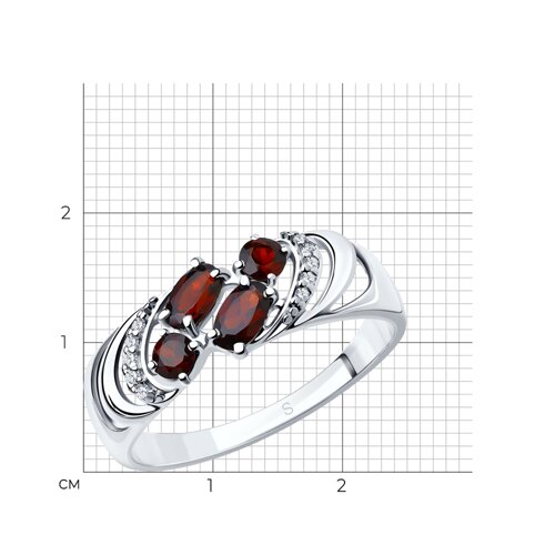 Кольцо из серебра с гранатами и фианитами из серебро — вид 5