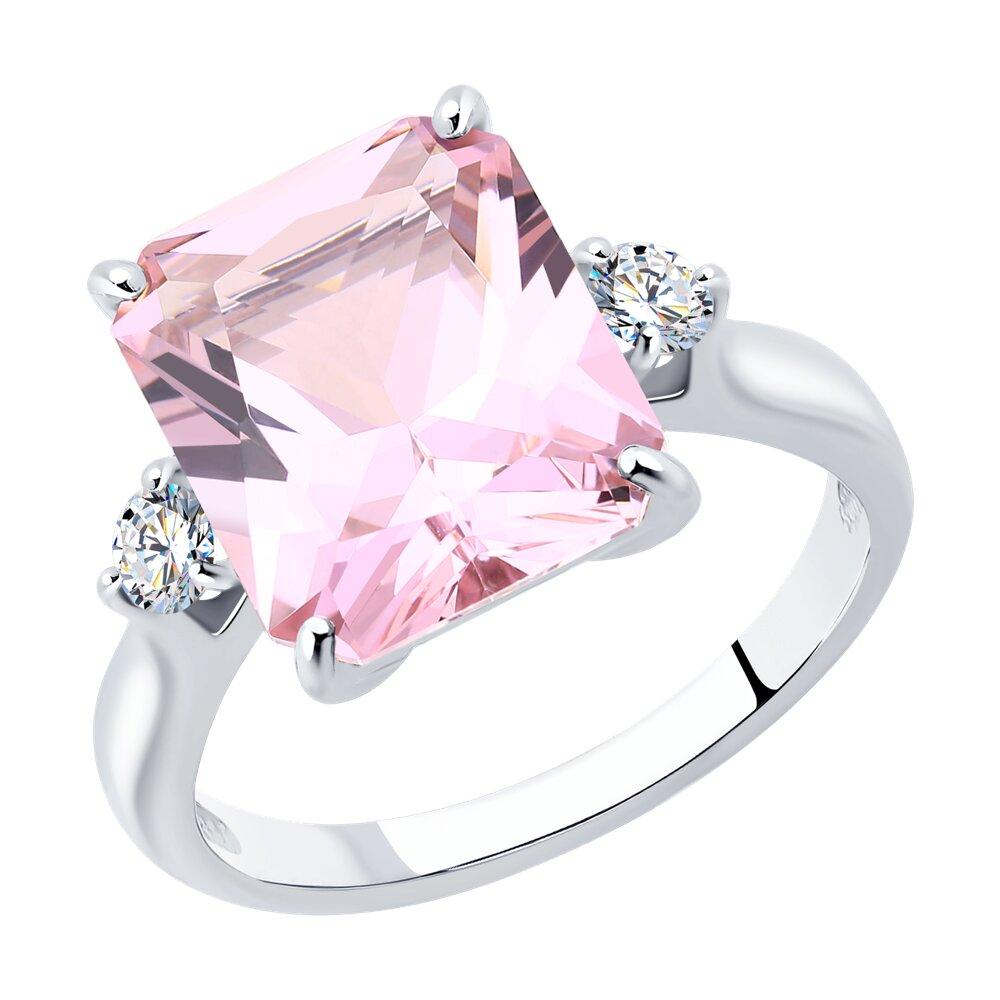 Кольцо из серебра с ситаллом и фианитами - видео на модели