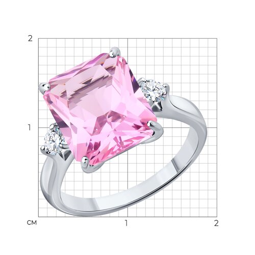 Кольцо из серебра с ситаллом и фианитами из серебро — вид 6