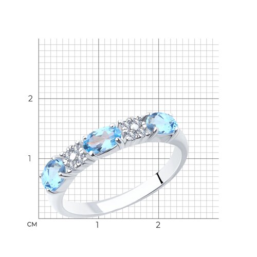 Кольцо из серебра с голубыми топазами и фианитами из серебро — вид 6