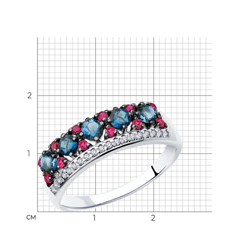 Кольцо из серебра с корундами и фианитами из серебро — вид 5