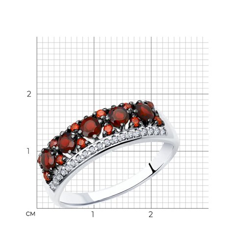 Кольцо из серебра с гранатами и фианитами из серебро — вид 6