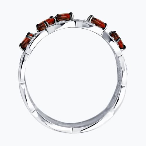 Кольцо из серебра с гранатами и фианитами из серебро — вид 2