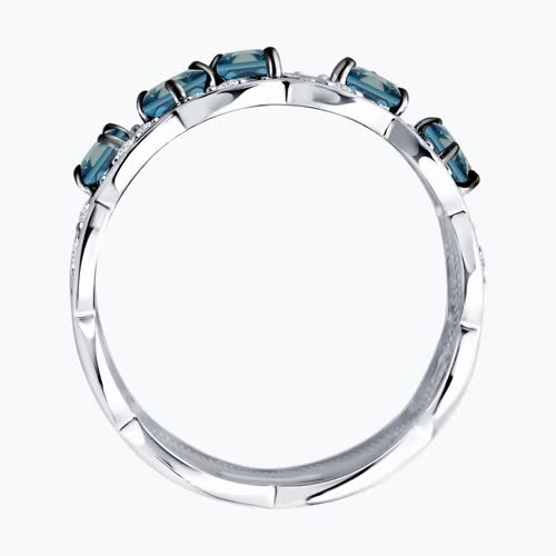 Кольцо из серебра с лондон топазами и фианитами из серебро — вид 2