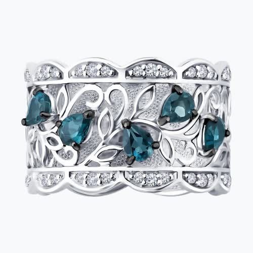 Кольцо из серебра с лондон топазами и фианитами из серебро — вид 3