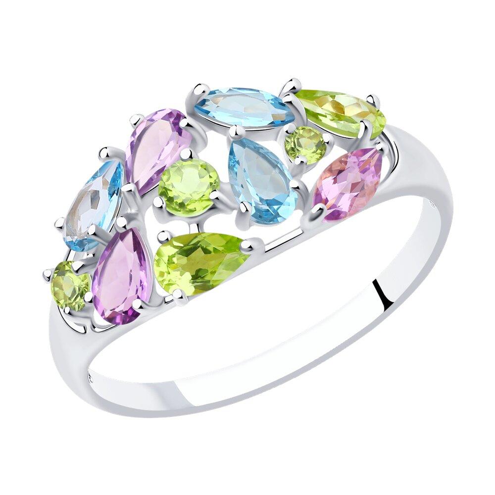 Кольцо из серебра с полудрагоценными вставками - видео на модели