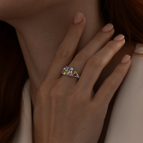 Кольцо из серебра с полудрагоценными вставками из серебро — вид 3