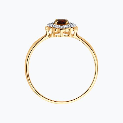 Кольцо из золочёного серебра с гранатом и фианитами из серебро — вид 2