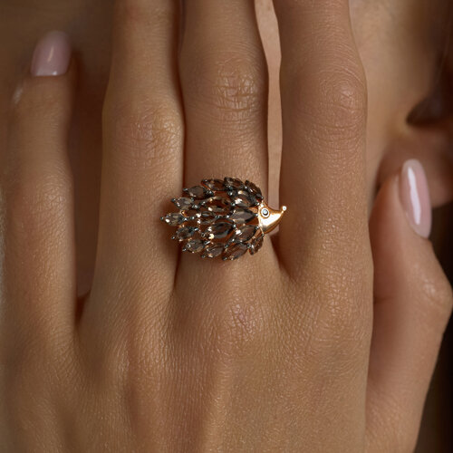 Кольцо из золочёного серебра с эмалью с раухтопазами из серебро — вид 5