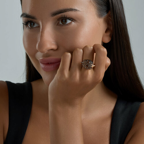 Кольцо из золочёного серебра с эмалью с раухтопазами из серебро — вид 6