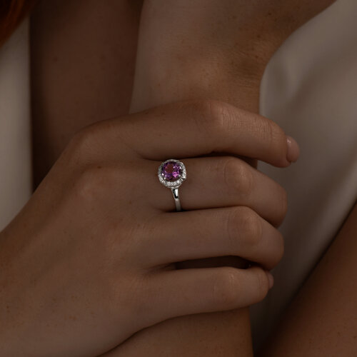 Кольцо из серебра с аметистом и фианитами из серебро — вид 3