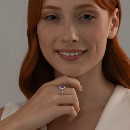 Кольцо из серебра с аметистом и фианитами из серебро — вид 4