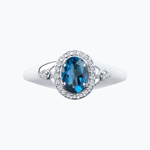 Кольцо из серебра с лондон топазом и фианитами из серебро — вид 2
