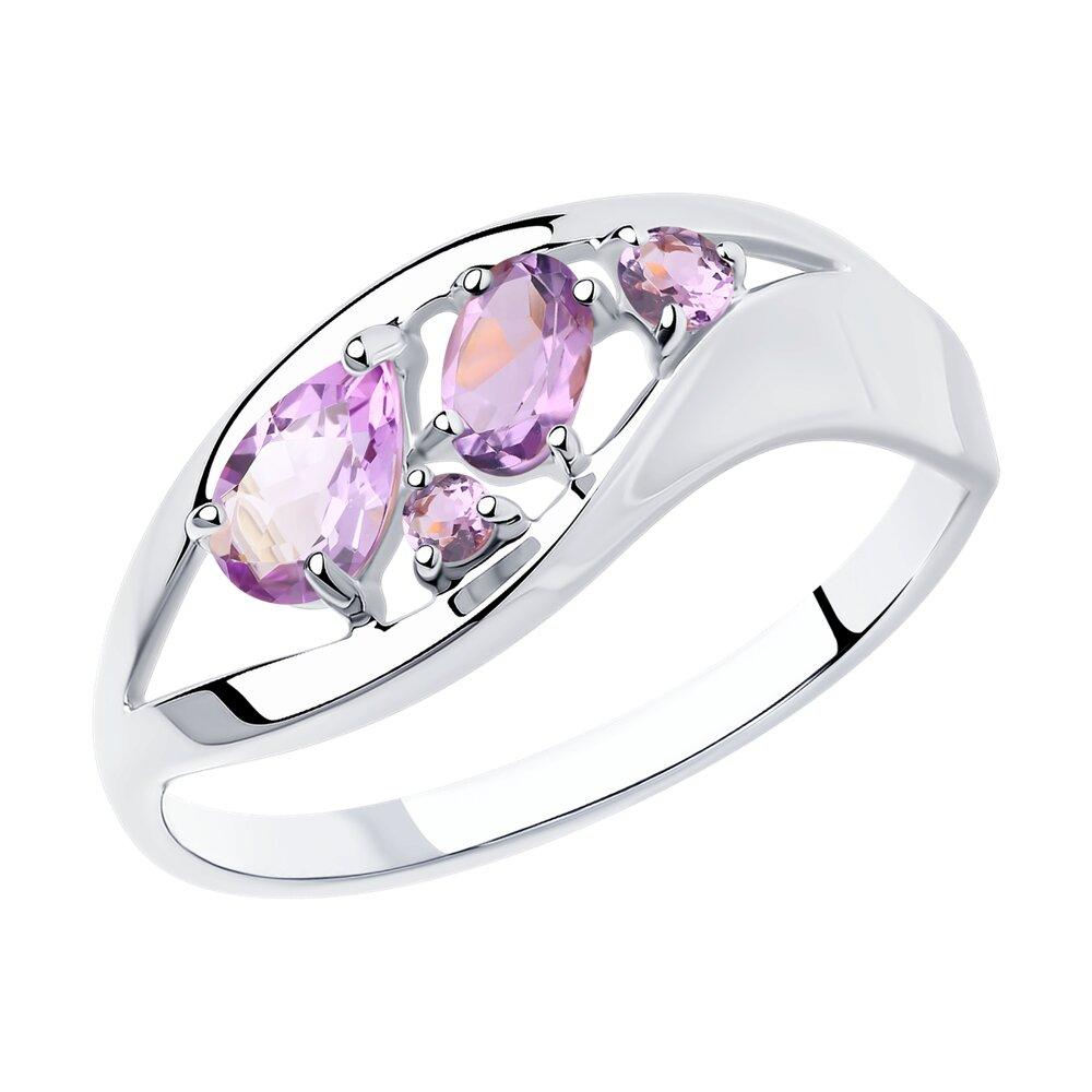 Кольцо из серебра с аметистами - видео на модели