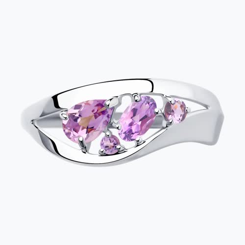 Кольцо из серебра с аметистами из серебро — вид 2