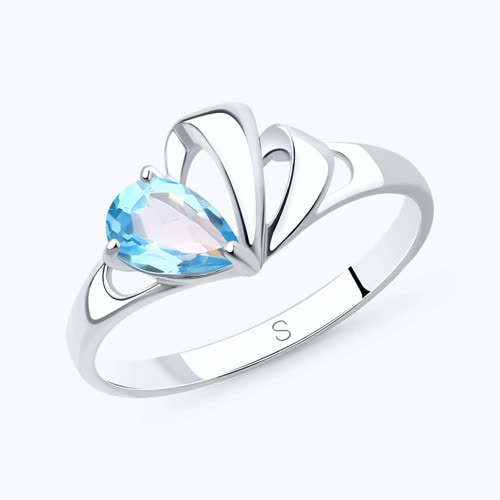 Кольцо из серебра с топазом - видео на модели