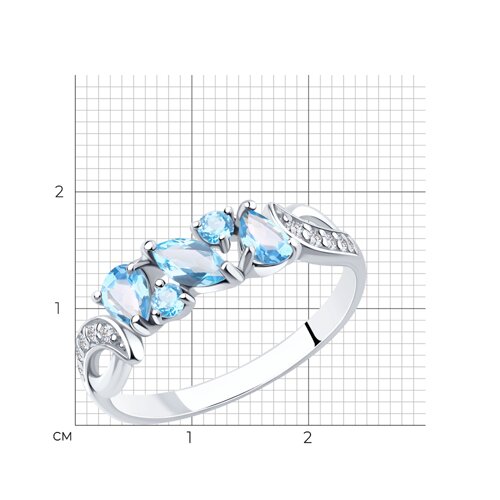 Кольцо из серебра с топазами и фианитами из серебро — вид 5