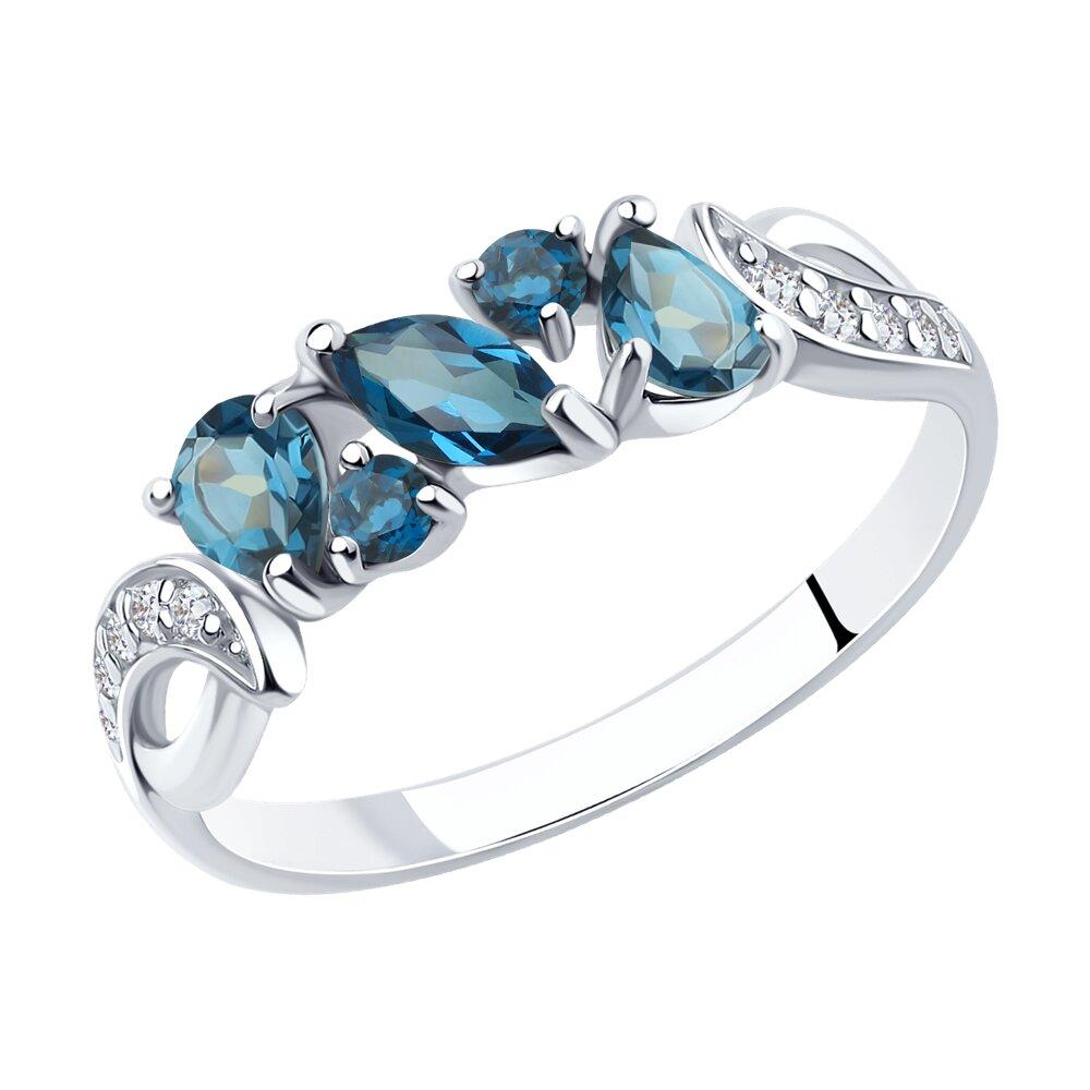 Кольцо из серебра с лондон топазами и фианитами - видео на модели