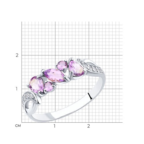 Кольцо из серебра с аметистами и фианитами из серебро — вид 6