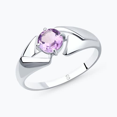 Кольцо из серебра с аметистом из серебро