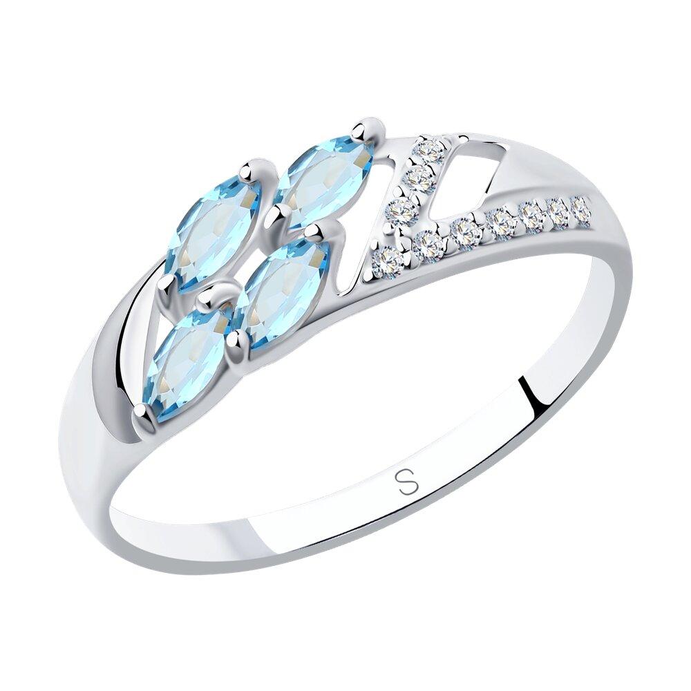 Кольцо из серебра с топазами и фианитами - видео на модели