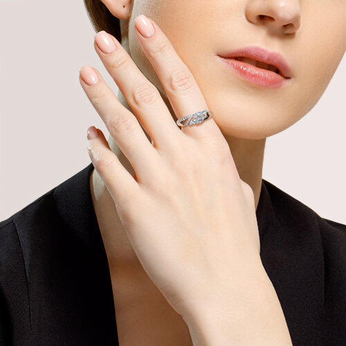 Кольцо из серебра с топазами и фианитами из серебро — вид 3