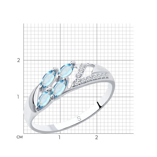 Кольцо из серебра с топазами и фианитами из серебро — вид 5