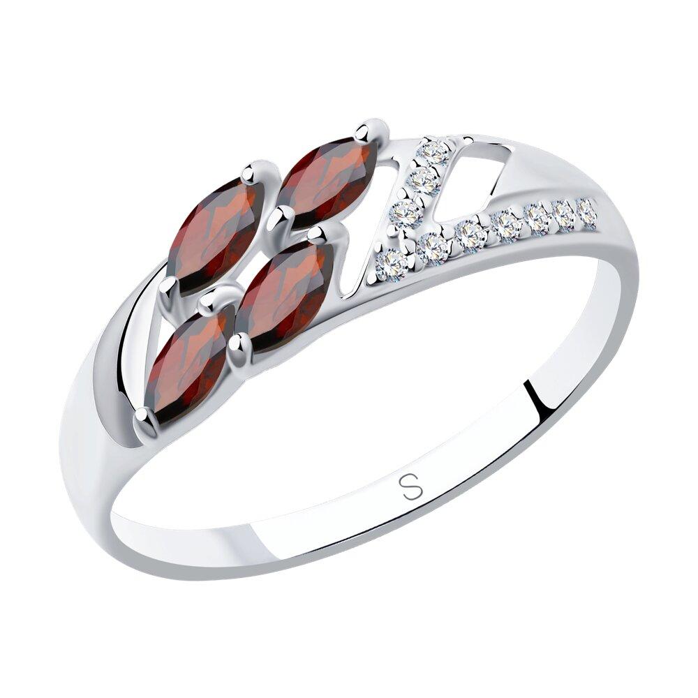 Кольцо из серебра с гранатами и фианитами - видео на модели