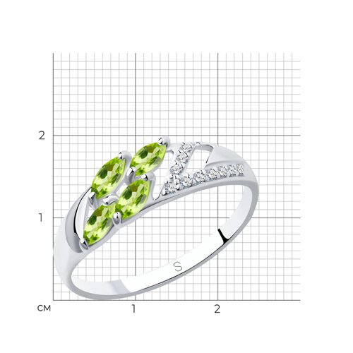 Кольцо из серебра с хризолитами и фианитами из серебро — вид 5