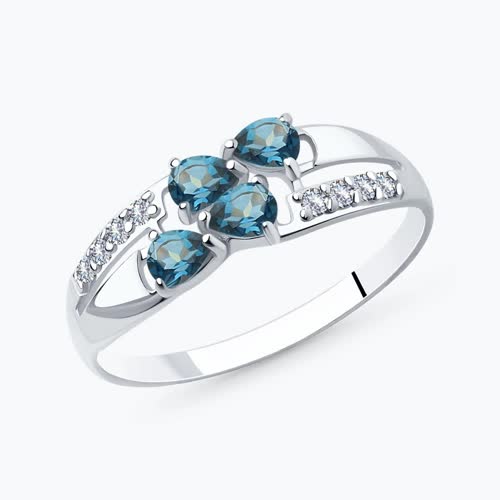 Кольцо из серебра с лондон топазами и фианитами из серебро