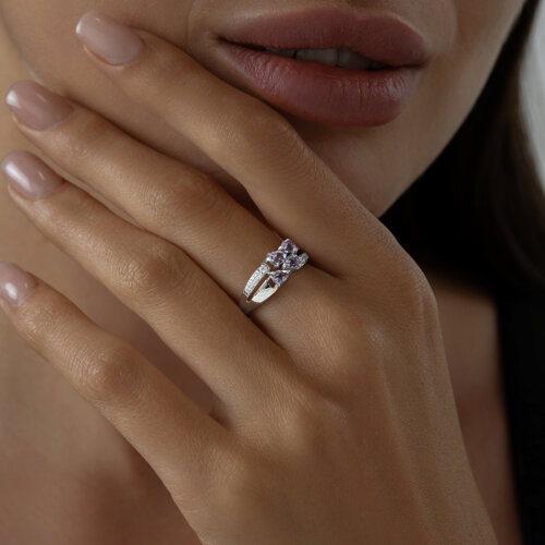 Кольцо из серебра с аметистами и фианитами из серебро — вид 4