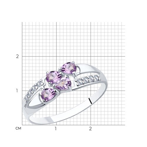 Кольцо из серебра с аметистами и фианитами из серебро — вид 6