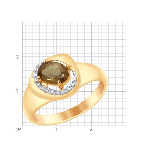 Кольцо из серебра с раухтопазом и фианитами из серебро — вид 2