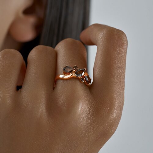 Кольцо из золочёного серебра с раухтопазами из серебро — вид 5