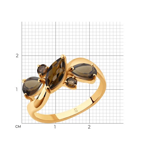 Кольцо из золочёного серебра с раухтопазами из серебро — вид 7