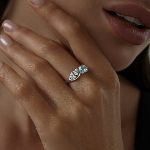 Кольцо из серебра с топазом и фианитами из серебро — вид 4